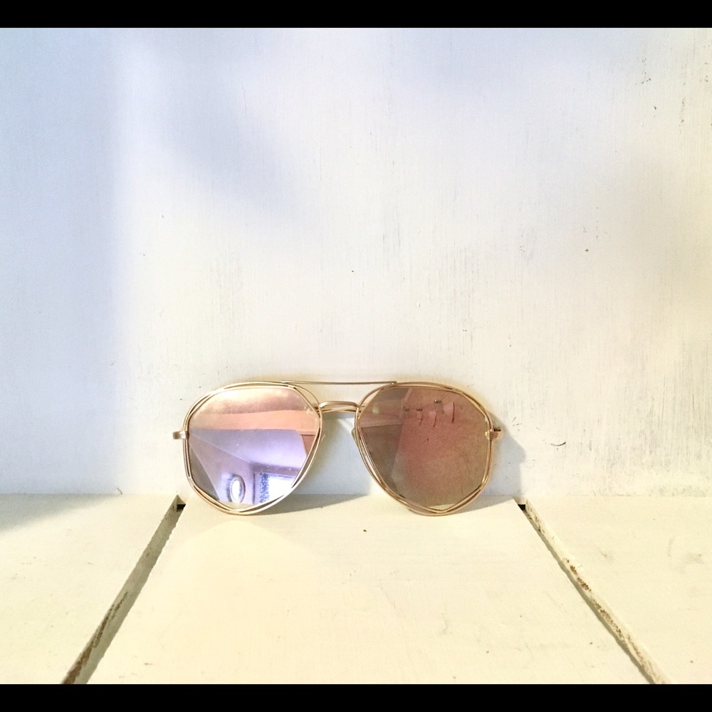 Oversized Mirrored Geometric Rose Gold Sunglasses